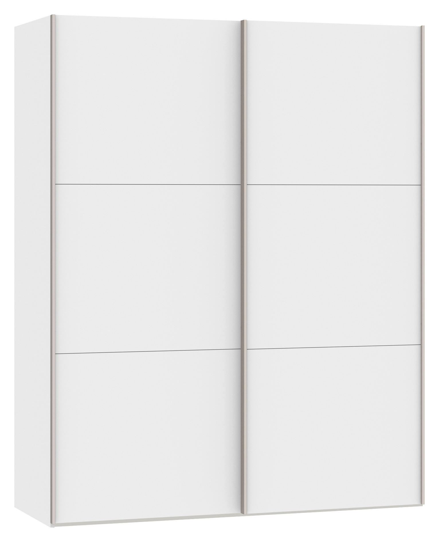 SCHWEBETÜRENSCHRANK 203/195/65 cm 2-türig Weiß  - Edelstahlfarben/Weiß, Design, Holzwerkstoff (203/195/65cm) - Boxxx