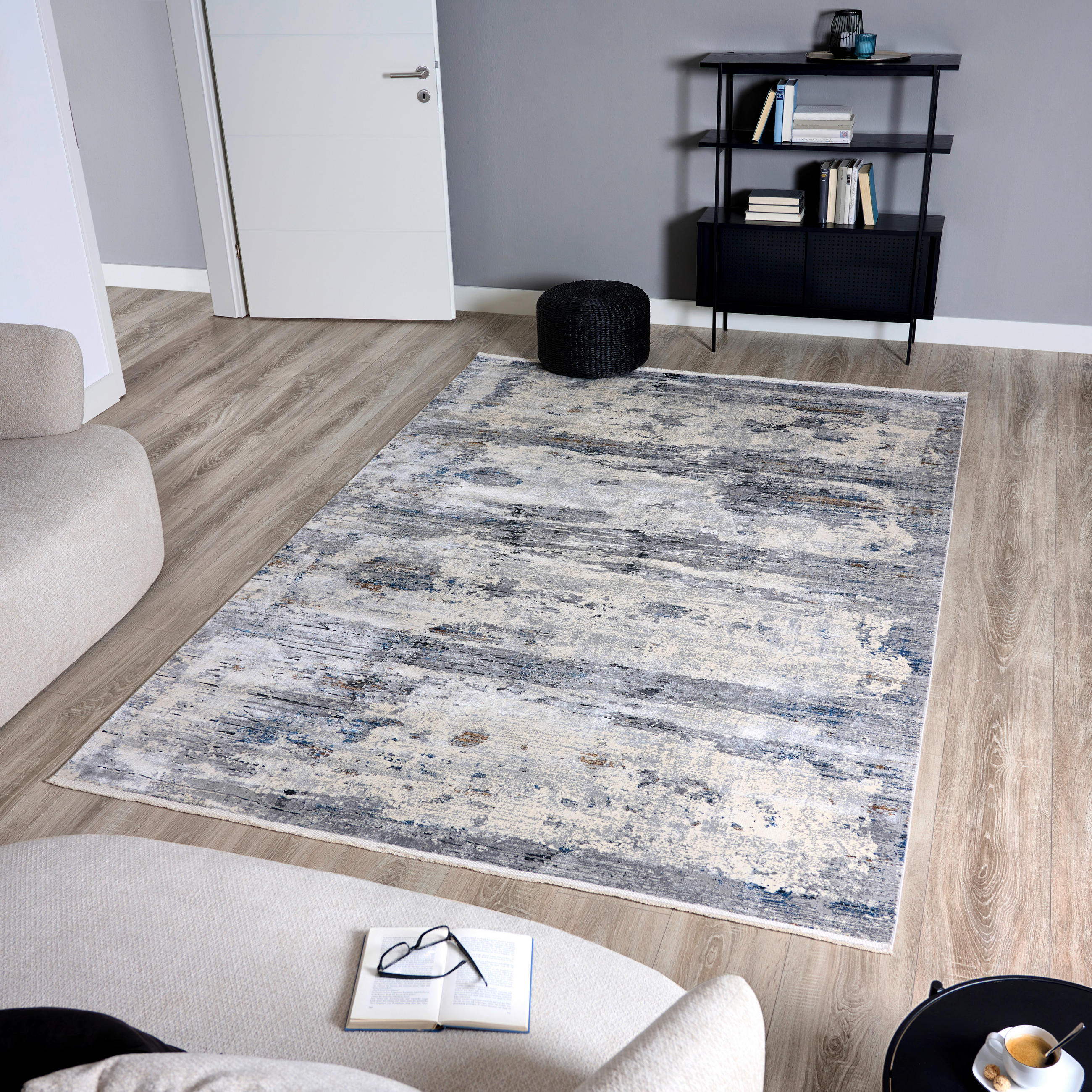 WEBTEPPICH 80/150 cm Neptun  - Creme/Schwarz, Design, Textil (80/150cm) - Dieter Knoll