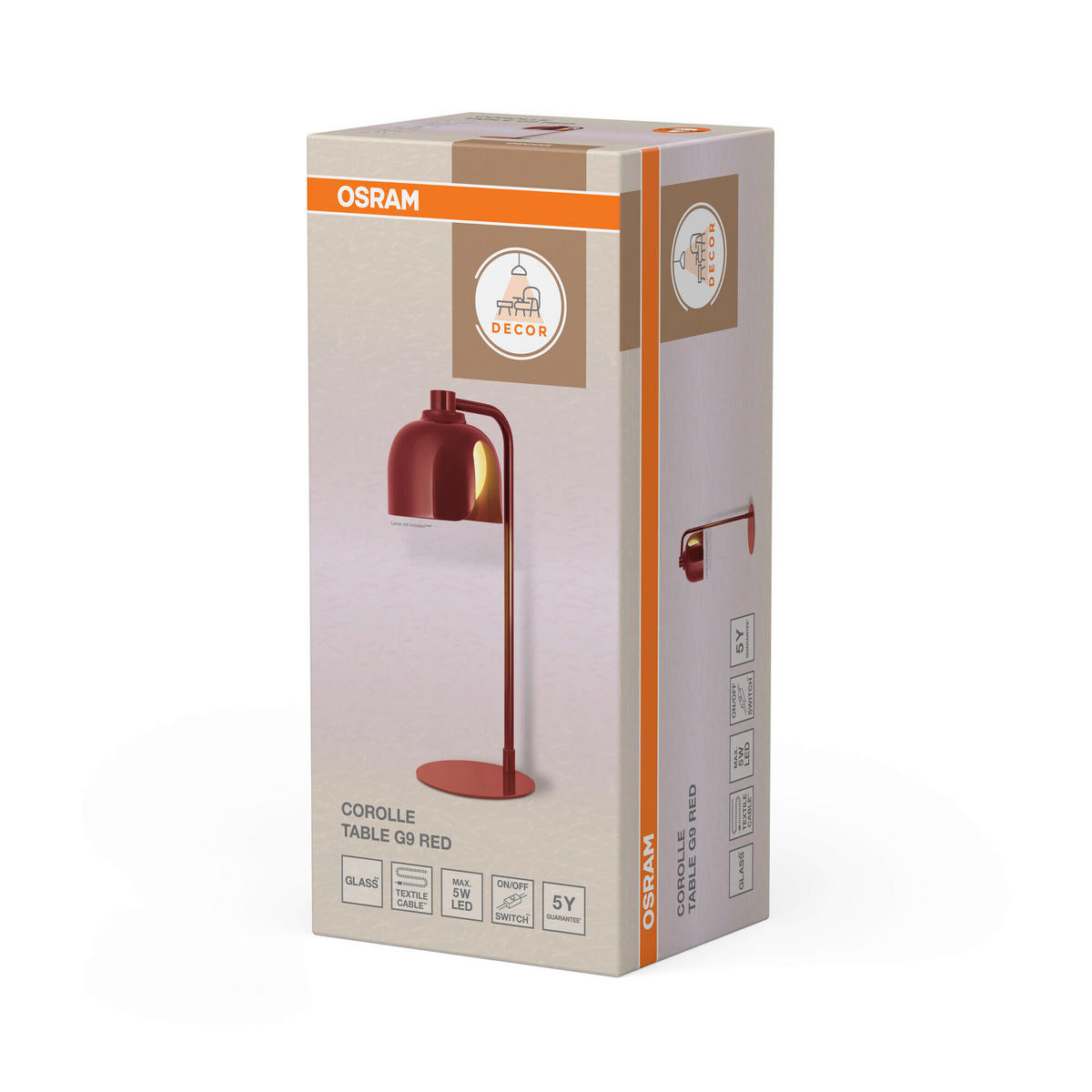 TISCHLEUCHTE 15/20/40 cm   - Rot, Basics, Glas/Metall (15/20/40cm) - Osram