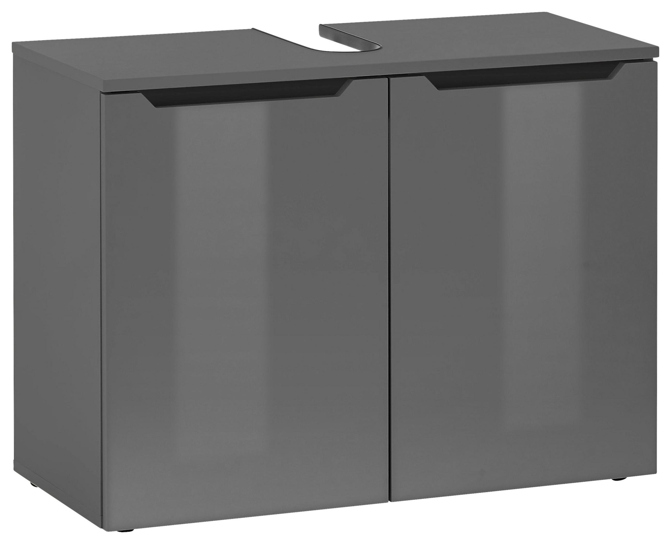 SKŘÍŇKA POD UMYVADLO, černá, vysoce lesklá antracitová, antracitová, 80/60/35 cm - černá/vysoce lesklá antracitová, Konvenční, kompozitní dřevo/plast (80/60/35cm) - home24