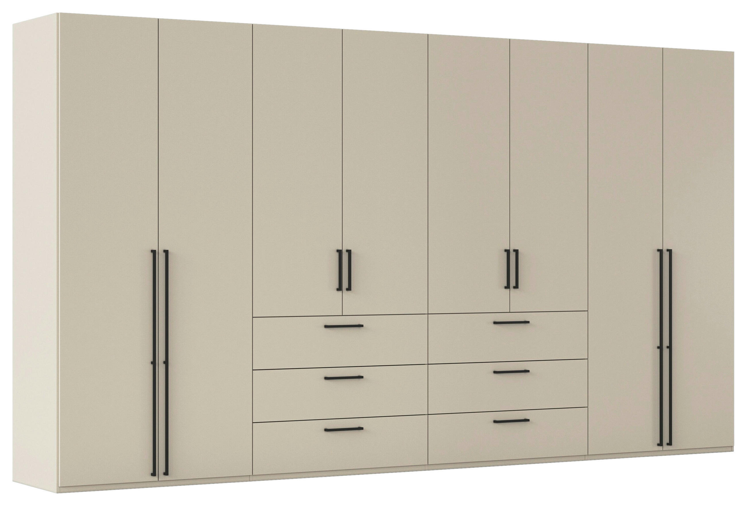 DREHTÜRENSCHRANK 400/235/61 cm,  in Champagner, 8-türig  - Champagner/Schwarz, Basics, Holzwerkstoff/Metall (400/235/61cm) - Novel