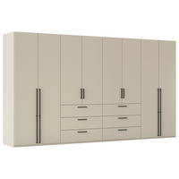 DREHTÜRENSCHRANK 400/235/61 cm,  in Champagner, 8-türig  - Champagner/Schwarz, Basics, Holzwerkstoff/Metall (400/235/61cm) - Novel
