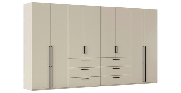 DREHTÜRENSCHRANK 400/223/61 cm,  in Champagner, 8-türig  - Champagner/Schwarz, Basics, Holzwerkstoff/Metall (400/223/61cm) - Novel