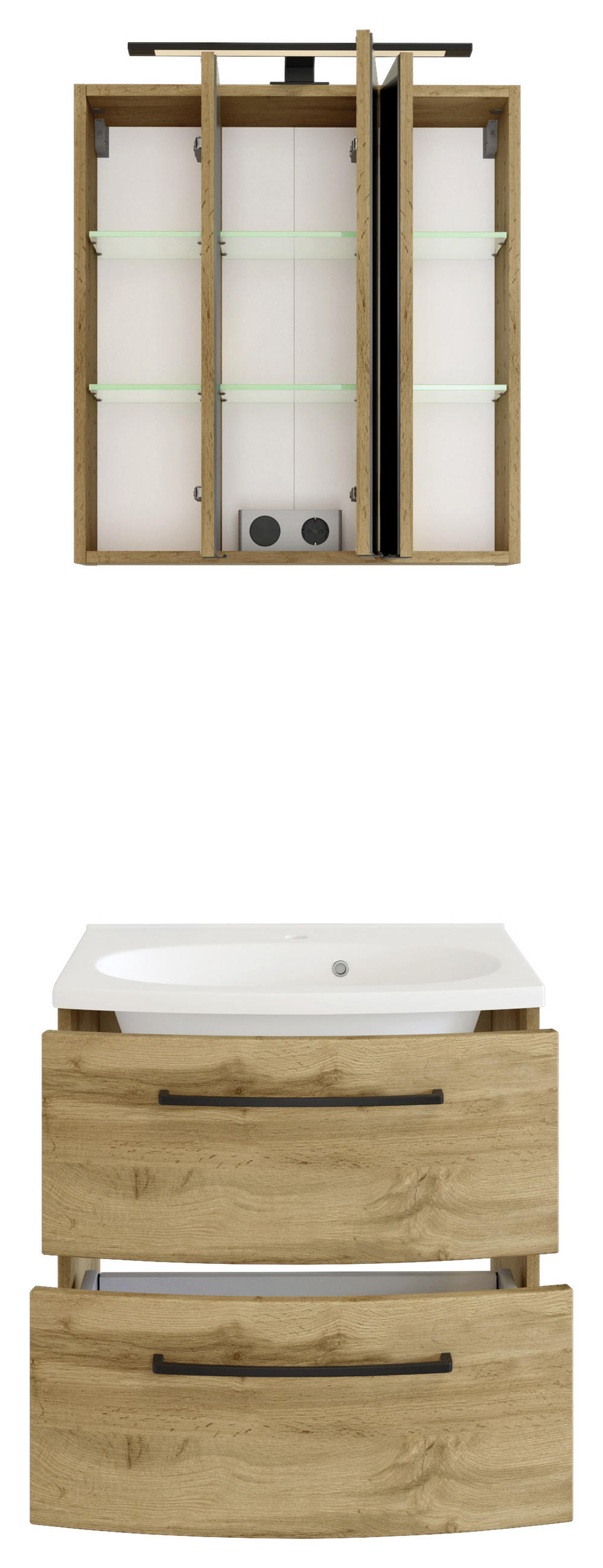 BADEZIMMER 60 cm  - Weiss/Eichefarben, Modern, Keramik/Holzwerkstoff (60cm) - Held