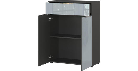 MIDISCHRANK 71/95/34 cm  - Chromfarben/Schwarz, MODERN, Glas/Holzwerkstoff (71/95/34cm) - Xora