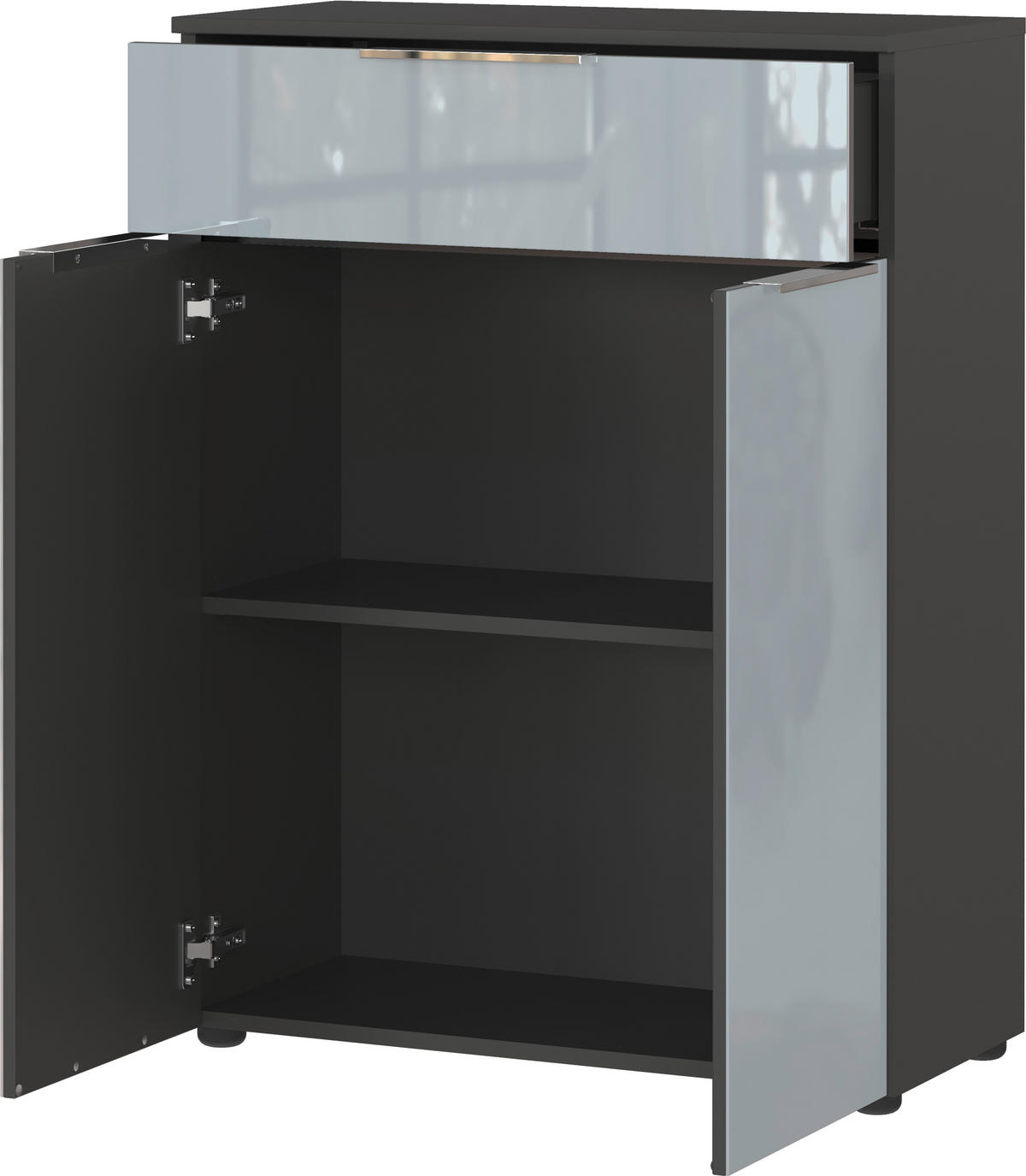 MIDISCHRANK 71/95/34 cm  - Chromfarben/Schwarz, MODERN, Glas/Holzwerkstoff (71/95/34cm) - Xora