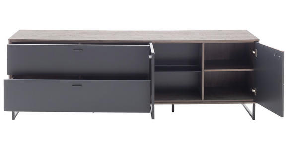 LOWBOARD in 208/68/50 cm - Eichefarben/Anthrazit, Design, Glas/Holz (208/68/50cm) - Novel