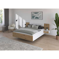 BETTANLAGE 160/200 cm  in Weiß, Eiche Artisan  - Weiß/Eiche Artisan, MODERN, Holzwerkstoff (160/200cm) - Rauch Möbel