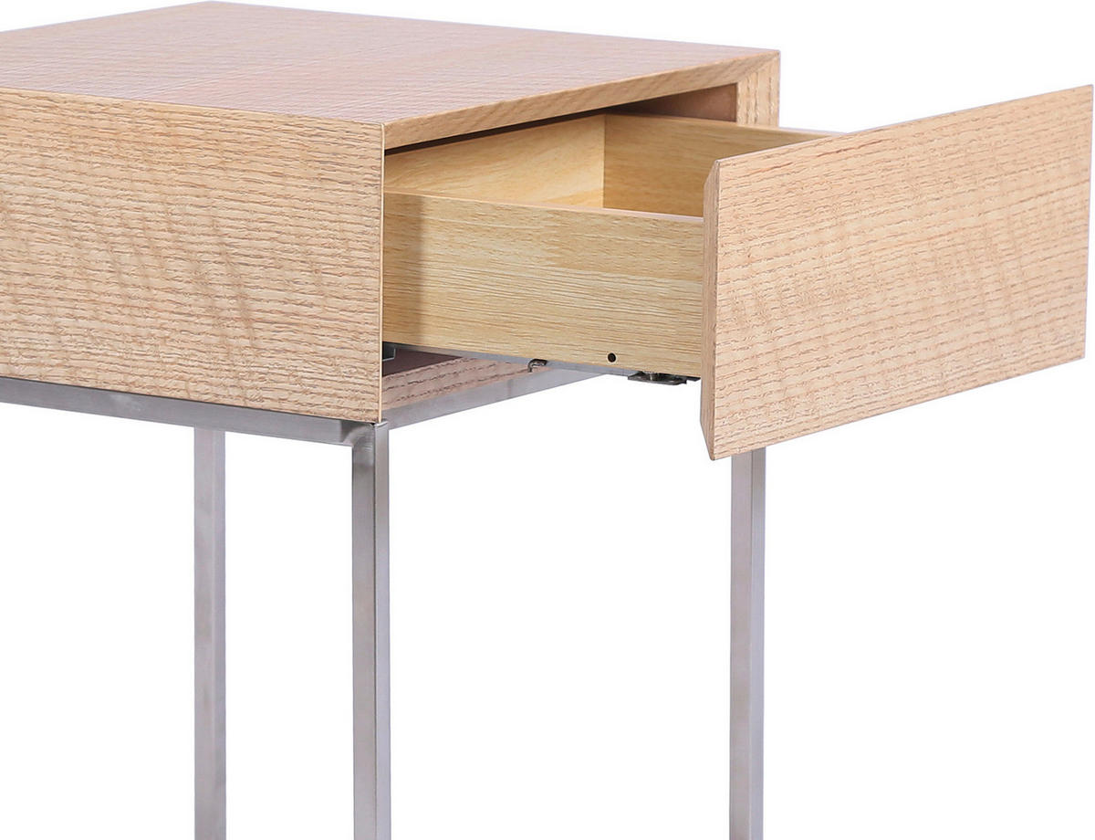 NACHTKÄSTCHEN in furniert Eiche Silberfarben, Eichefarben  - Eichefarben/Silberfarben, Basics, Holz/Holzwerkstoff (40/62/40cm) - Xora