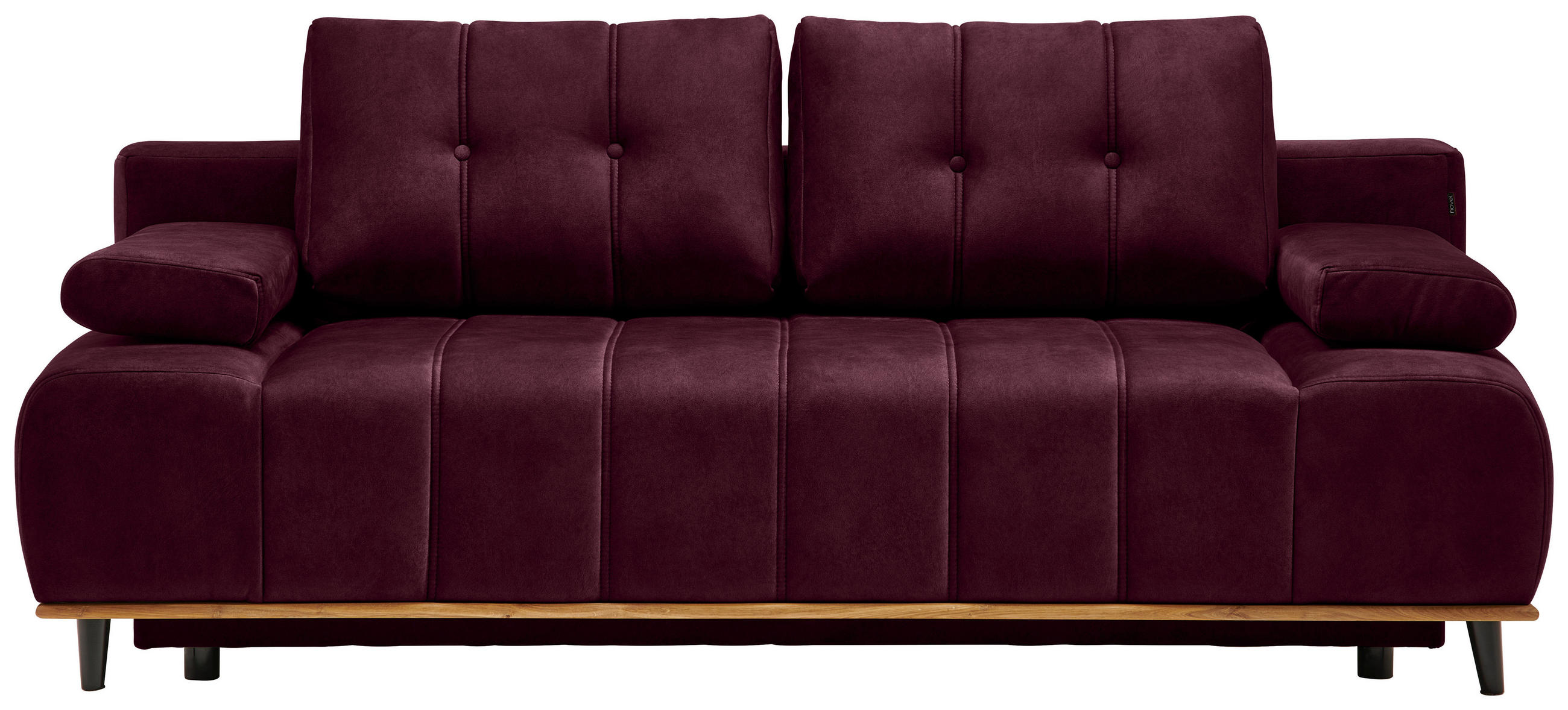 SCHLAFSOFA Clive  mit Stoffauswahl, Rücken echt Webstoff Dunkelrot  - Schwarz/Dunkelrot, Design, Holz/Textil (206/77-87/102cm) - Novel