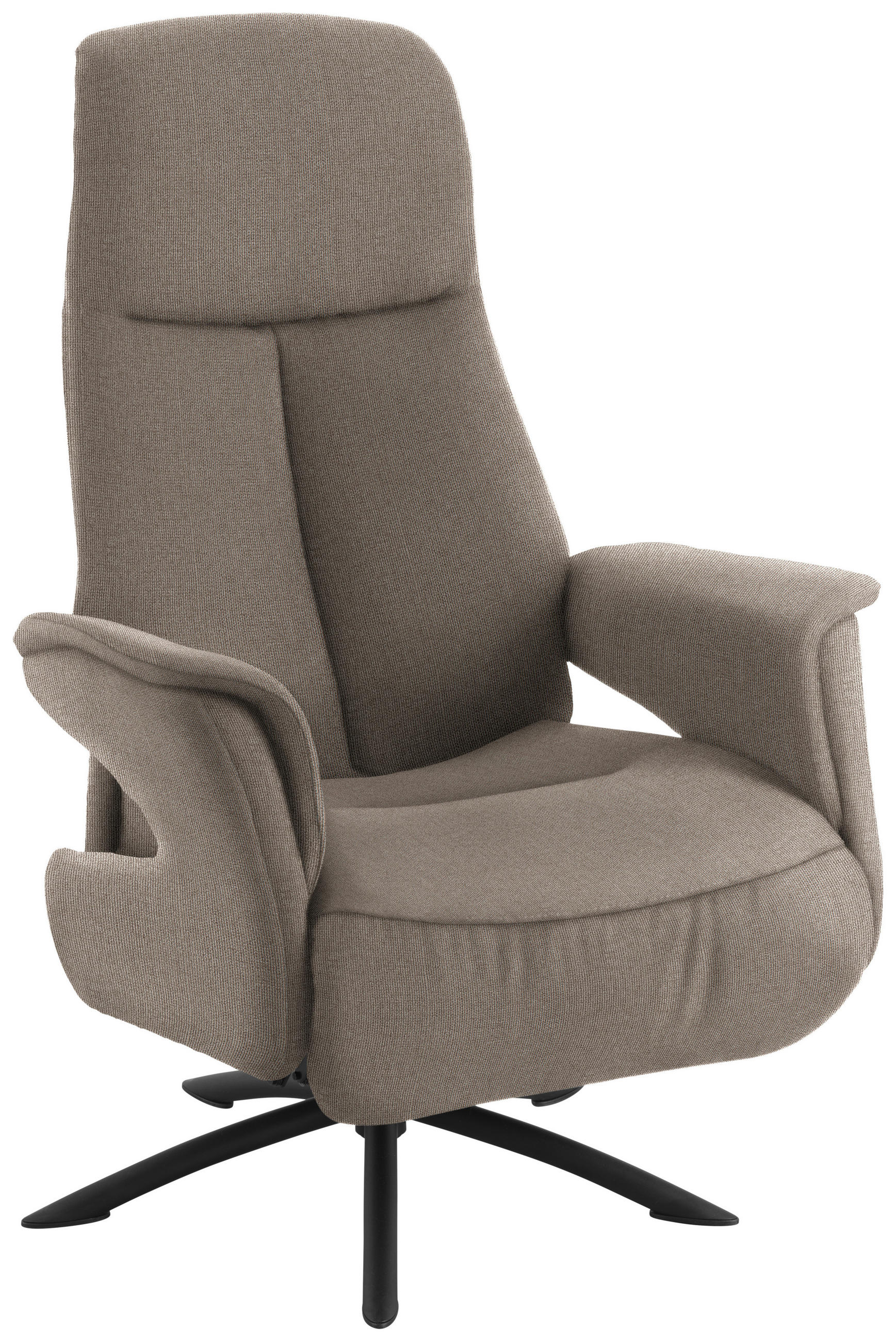 RELAXSESSEL Webstoff Relaxfunktion, Kopfteilverstellung    - Taupe/Schwarz, Design, Textil/Metall (73/108/86cm) - Welnova