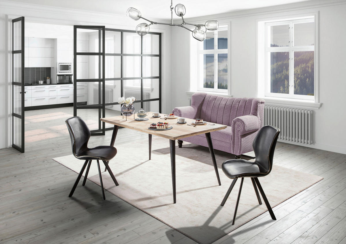 2-SITZER-SOFA in Cord Flieder  - Dunkelbraun/Flieder, Design, Holz/Textil (168/96/75cm) - Ambia Home