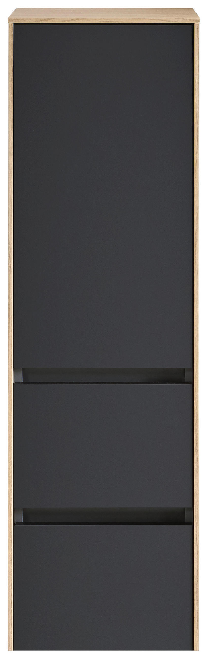 MIDISCHRANK 37/121/33 cm  - Eichefarben/Schwarz, MODERN, Glas/Holzwerkstoff (37/121/33cm) - Dieter Knoll