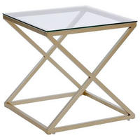 BEISTELLTISCH 50/50/50 cm Klar, Goldfarben  - Klar/Goldfarben, MODERN, Glas/Metall (50/50/50cm) - Livetastic
