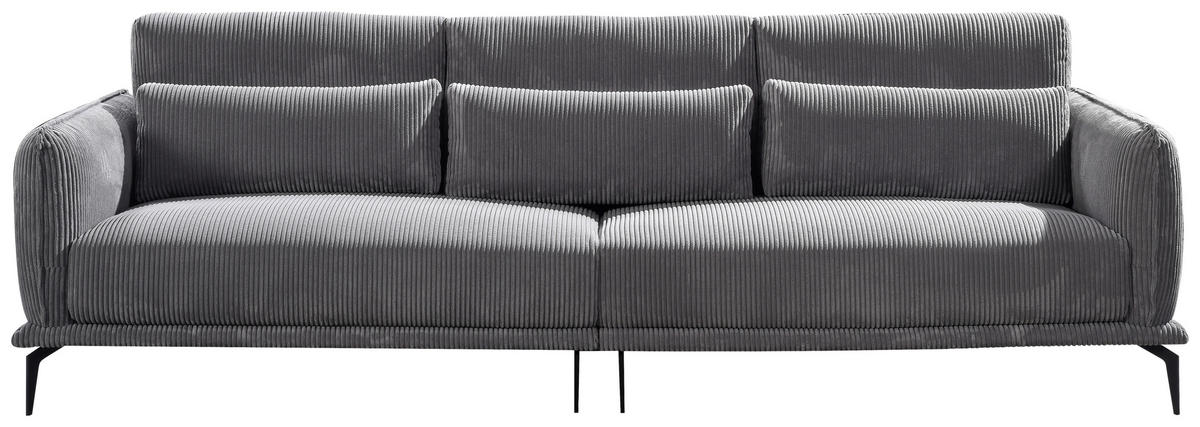 HÁROMÜLÉSES KANAPÉ textil szürke  - fekete/szürke, Design, textil/fém (260/81/89cm) - Livetastic
