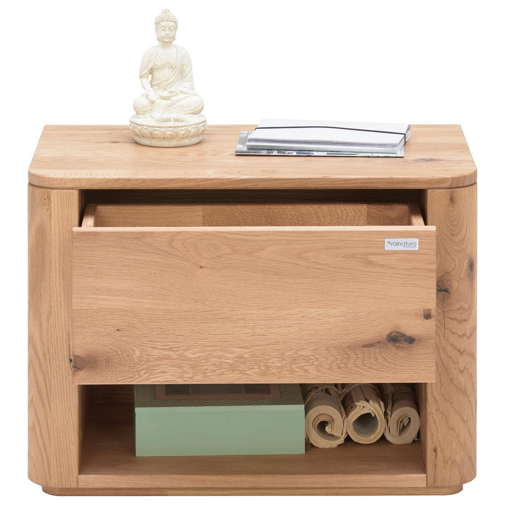 Thumbnail - Valnatura Nachtschrank Silene, Eiche, Holz, Wildeiche, massiv, 1 Schubladen, 60x45x38 cm, Typenauswahl, Soft-Close-Syste...