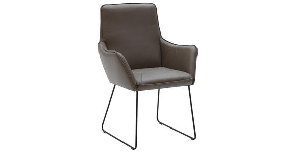 ARMLEHNSTUHL in Braun, Schwarz - Schwarz/Braun, Design, Leder/Metall (66/96/65cm) - Dieter Knoll