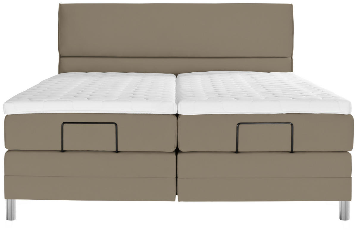 BOXSPRINGBETT 180/200 cm  in Graubraun  - Chromfarben/Graubraun, Konventionell, Kunststoff/Textil (180/200cm) - Voleo