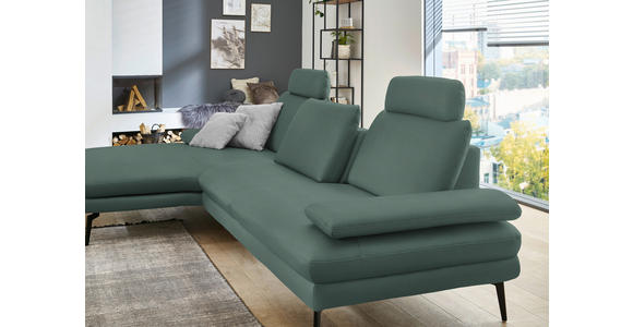 ECKSOFA in Echtleder Opal 180/310 cm - Opal/Schwarz, Design, Leder/Metall (180/310cm) - Dieter Knoll