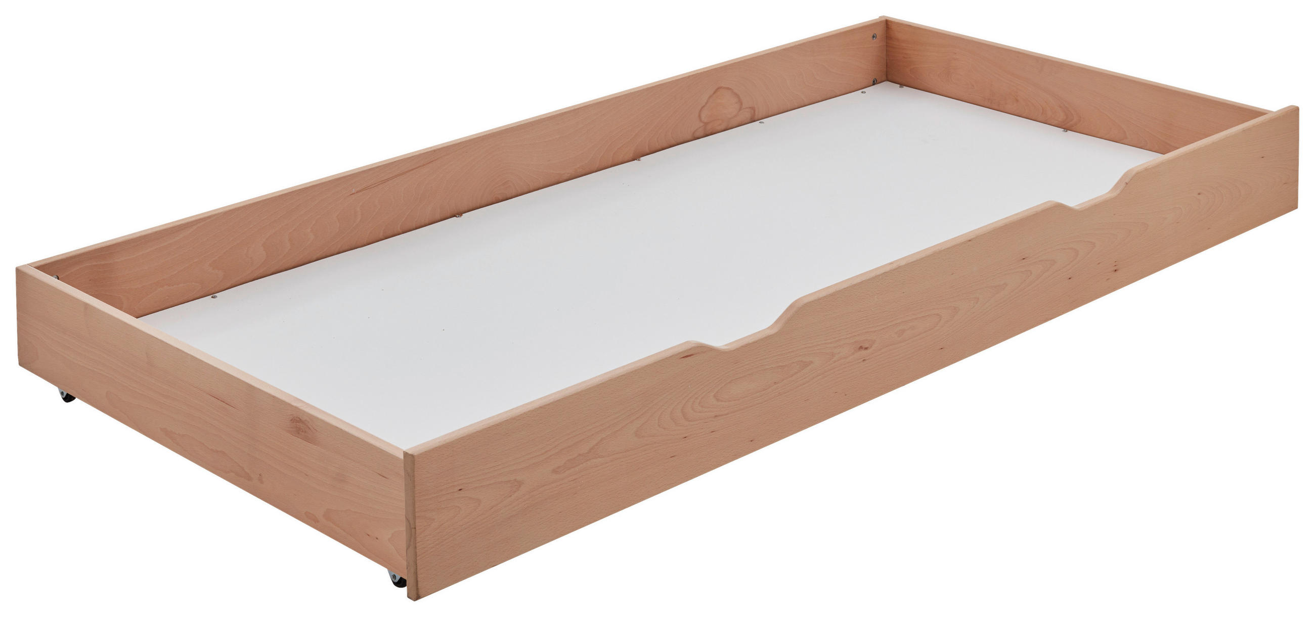 Bettkasten Lupo 2 B: 195 cm Buche Natur mit Rollen