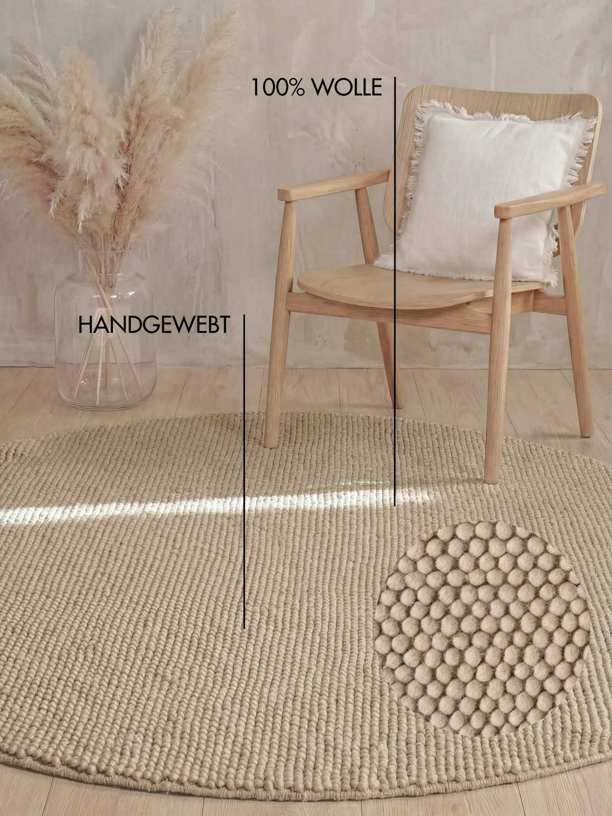 WOLLTEPPICH 200 cm Richmond Beige, Beigebraun rund  - Beige/Beigebraun, KONVENTIONELL, Textil (200cm) - Ted Baker