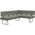 ECKBANK 227/165 cm  in Graugrün  - Schwarz/Graugrün, Design, Leder/Metall (227/165cm) - Moderano