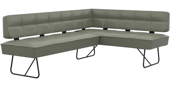 ECKBANK 227/165 cm  in Graugrün  - Schwarz/Graugrün, Design, Leder/Metall (227/165cm) - Moderano
