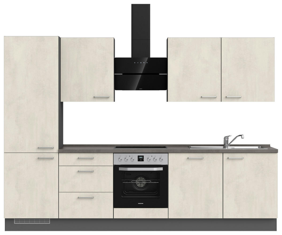 KÜCHENLEERBLOCK 300 cm   in Weiß, Schieferfarben  - Schieferfarben/Edelstahlfarben, MODERN, Holzwerkstoff/Metall (300cm) - Nobilia