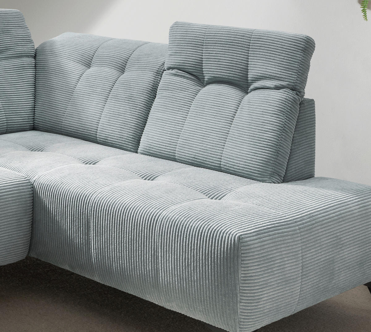 ECKSOFA in Cord Hellblau  - Schwarz/Hellblau, Modern, Textil/Metall (272/200cm) - Livetastic