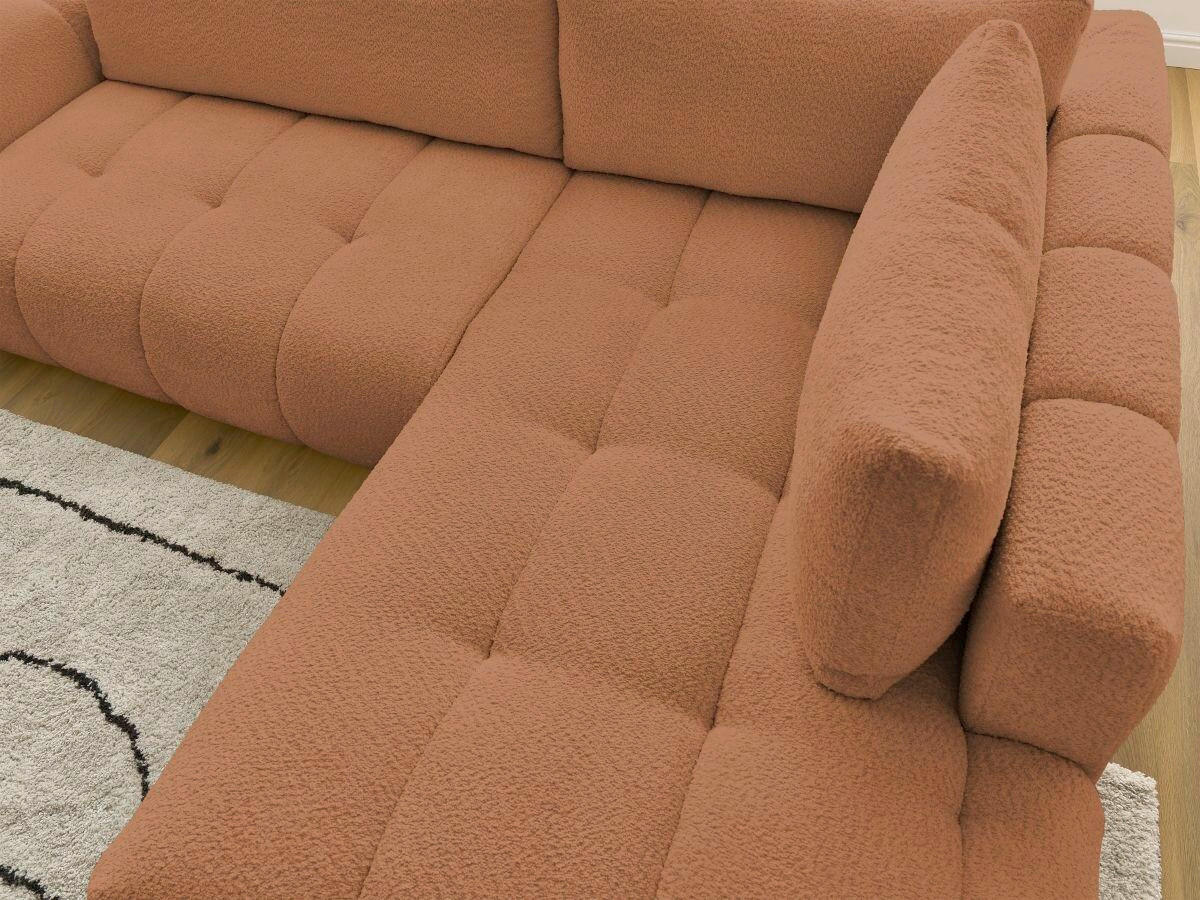 ECKSCHLAFSOFA EVEREST Bouclé Orange  inkl. Rückenkissen, Schlaffunktion  - Schwarz/Orange, MODERN, Kunststoff/Textil (282/204cm)