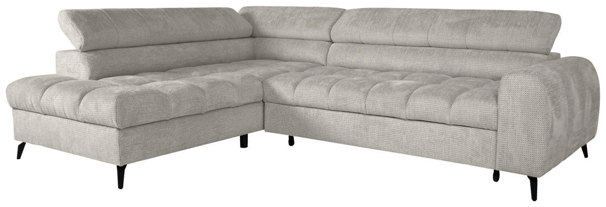 ECKSOFA VOLF Hellgrau Flachgewebe  - Hellgrau/Schwarz, Trend, Kunststoff/Textil (203/261cm) - Livetastic