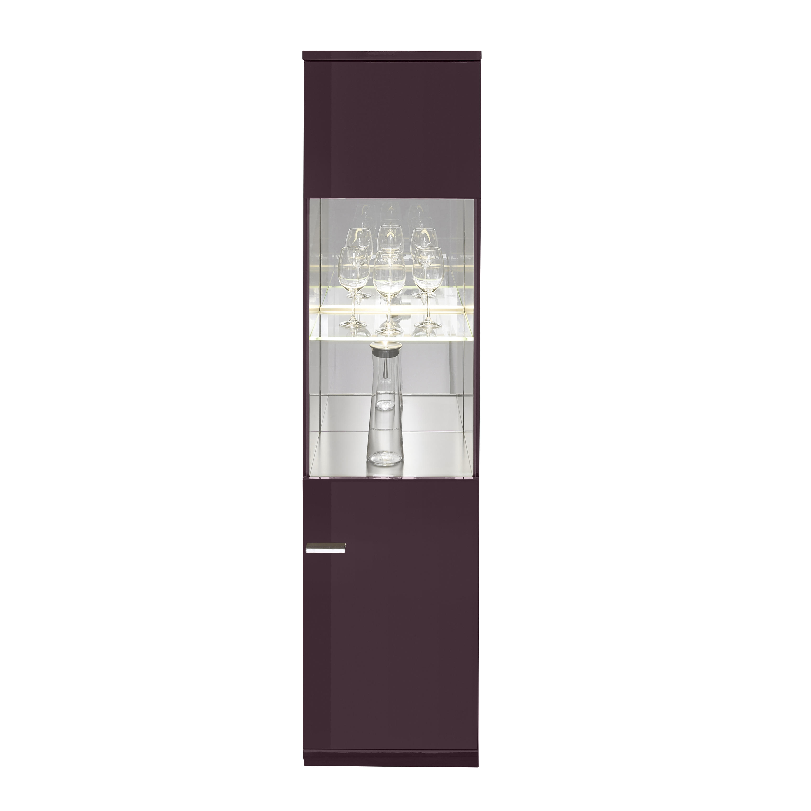 VITRINE  in Aubergine  - Chromfarben/Aubergine, Design, Glas/Holzwerkstoff (45/183,1/39,6cm) - Invivus