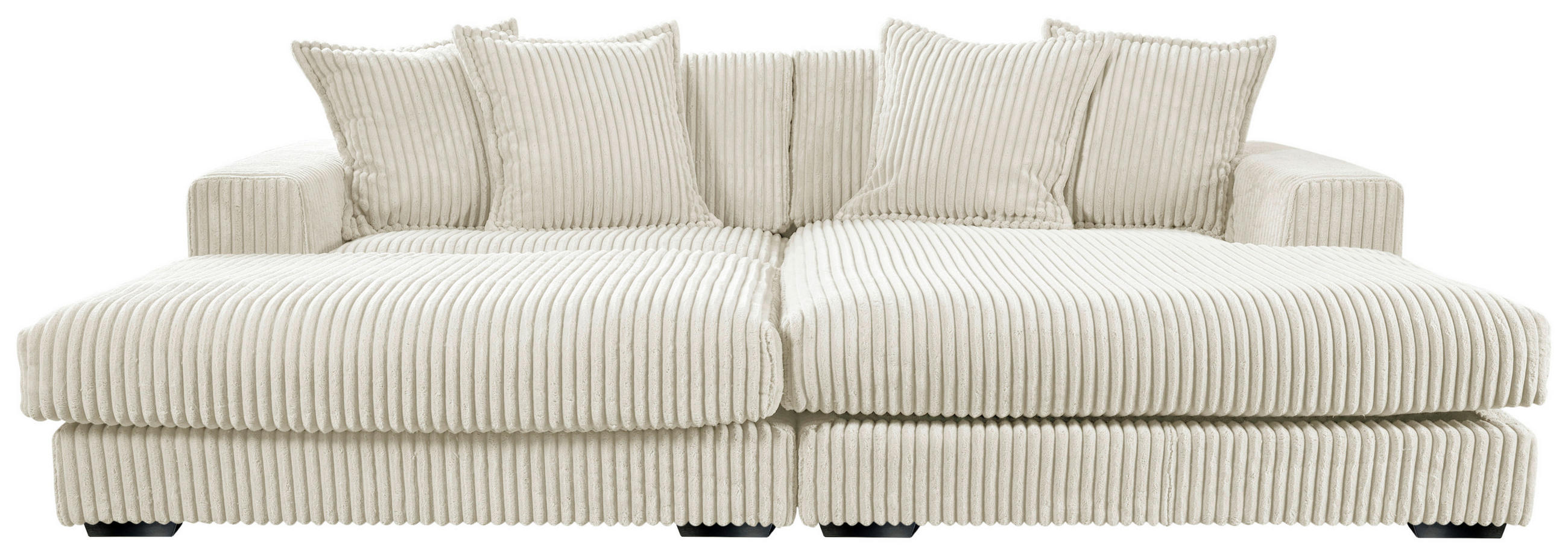 ECKSOFA FUNNY Weiß Cord Zierkissen, Rückenkissen, Hocker  - Schwarz/Weiß, Basics, Kunststoff/Textil (195/285cm) - Livetastic