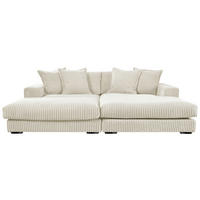 ECKSOFA  Cord Weiss  - Weiss/Schwarz, Basics, Kunststoff/Textil (195/285cm) - Livetastic