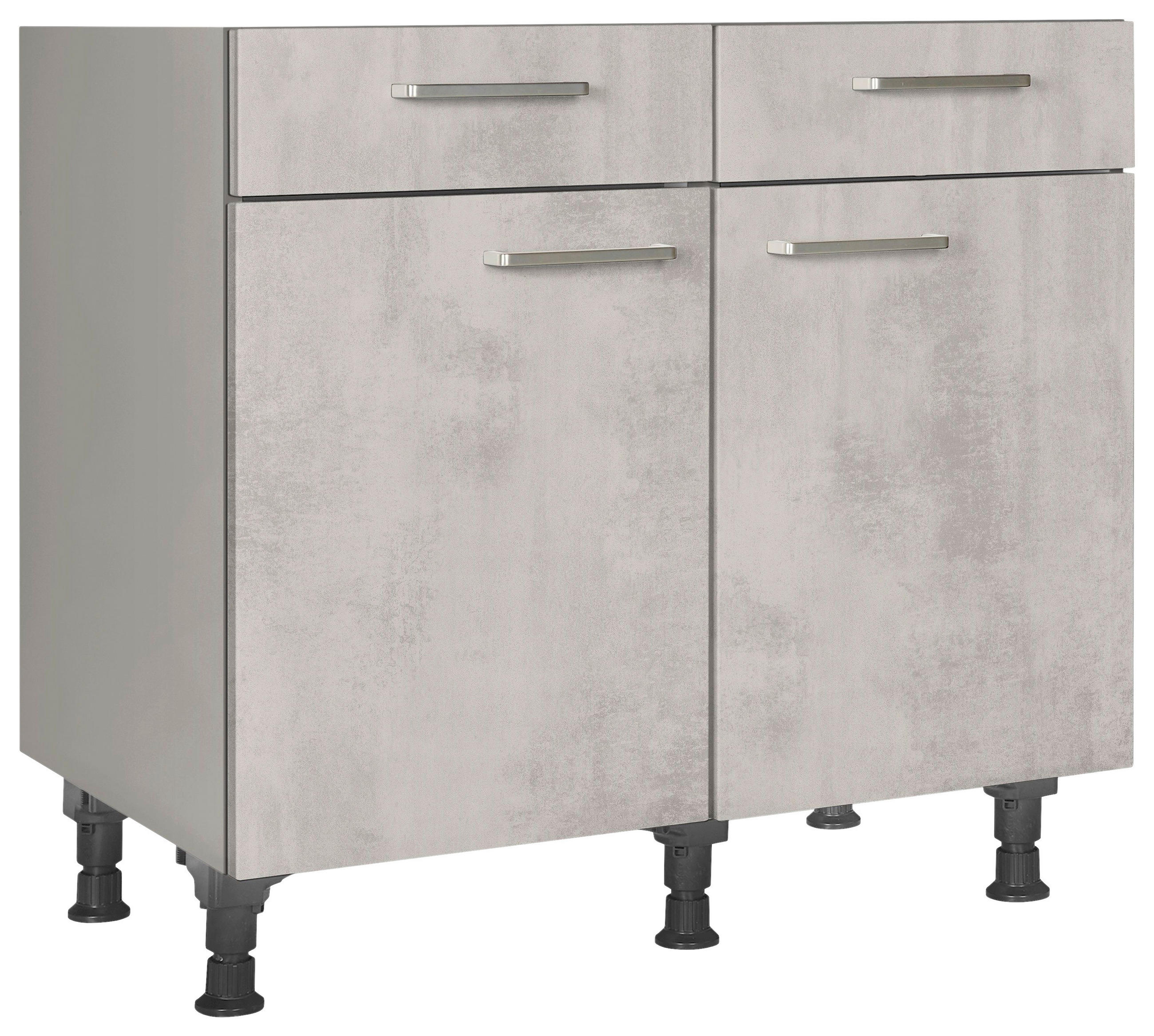 SCHUBKASTENUNTERSCHRANK 90/87/56 cm in Hellgrau - Edelstahlfarben/Hellgrau, MODERN, Holzwerkstoff/Metall (90/87/56cm) - Nobilia