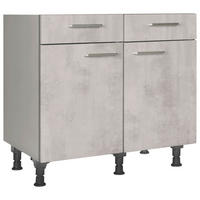 SCHUBKASTENUNTERSCHRANK 90/87/56 cm  in Hellgrau  - Edelstahlfarben/Hellgrau, MODERN, Holzwerkstoff/Metall (90/87/56cm) - Nobilia