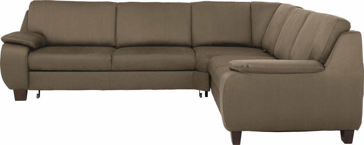 WOHNLANDSCHAFT Sandfarben  - Sandfarben/Dunkelbraun, KONVENTIONELL, Holz/Textil (274/244cm) - Beldomo System