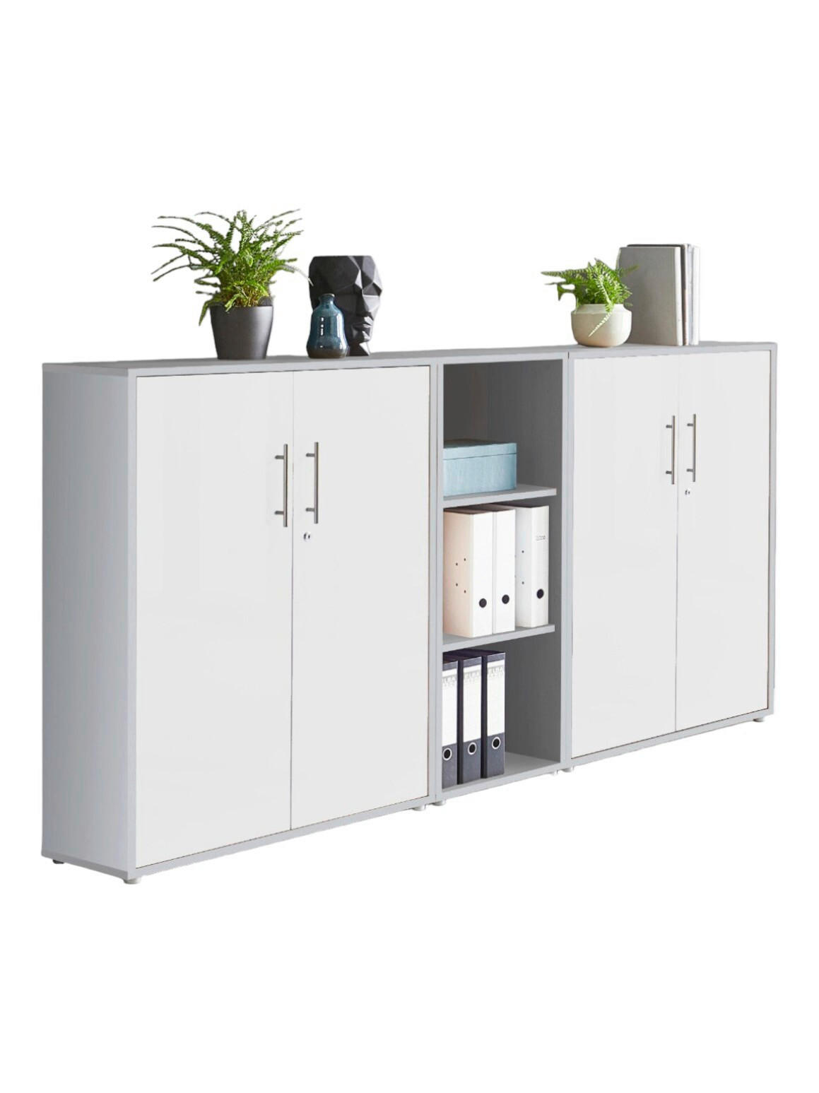 AKTENSCHRANK Grau, Weiß  - Weiß/Grau, MODERN, Holzwerkstoff (213/114/33cm) - MID.YOU