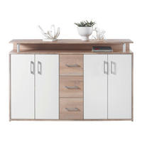 KOMODA   139/90/34 cm   bijela, hrast Sonoma  - bijela/srebrne boje, Konvencionalno, drvni materijal/plastika (139/90/34cm) - Boxxx