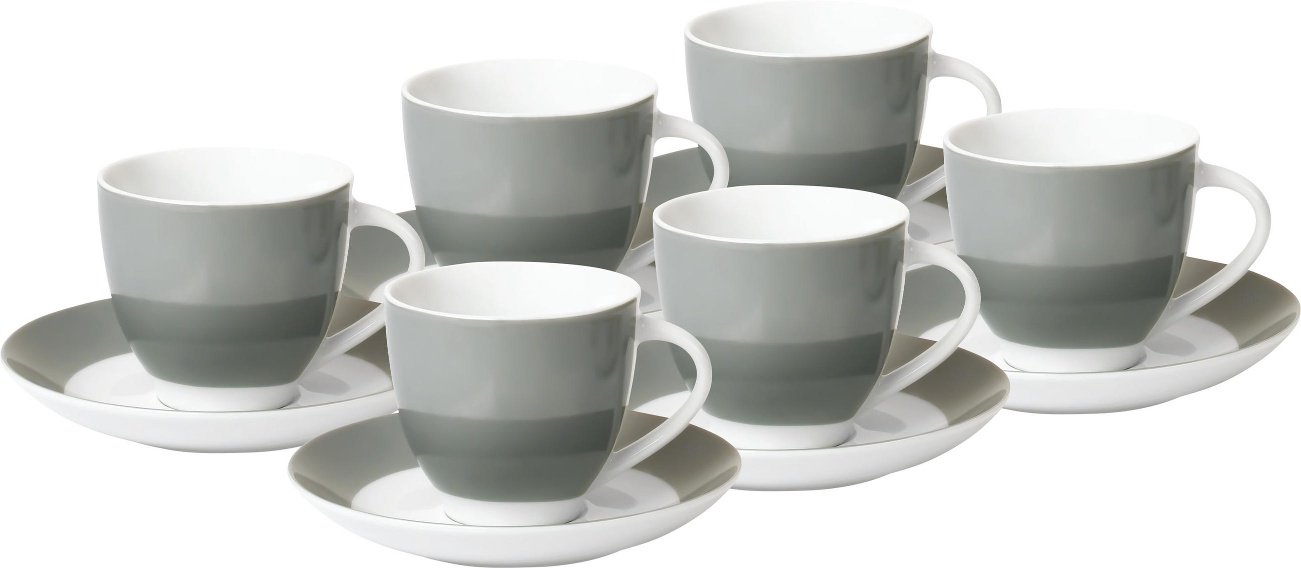 UNTERTASSENSET - Weiß/Grau, Basics, Keramik (15,5cm)