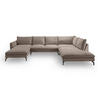 ECKSOFA TORONTO Beigebraun Cord  - Beigebraun/Schwarz, Basics, Textil/Metall (202/361cm) - MID.YOU