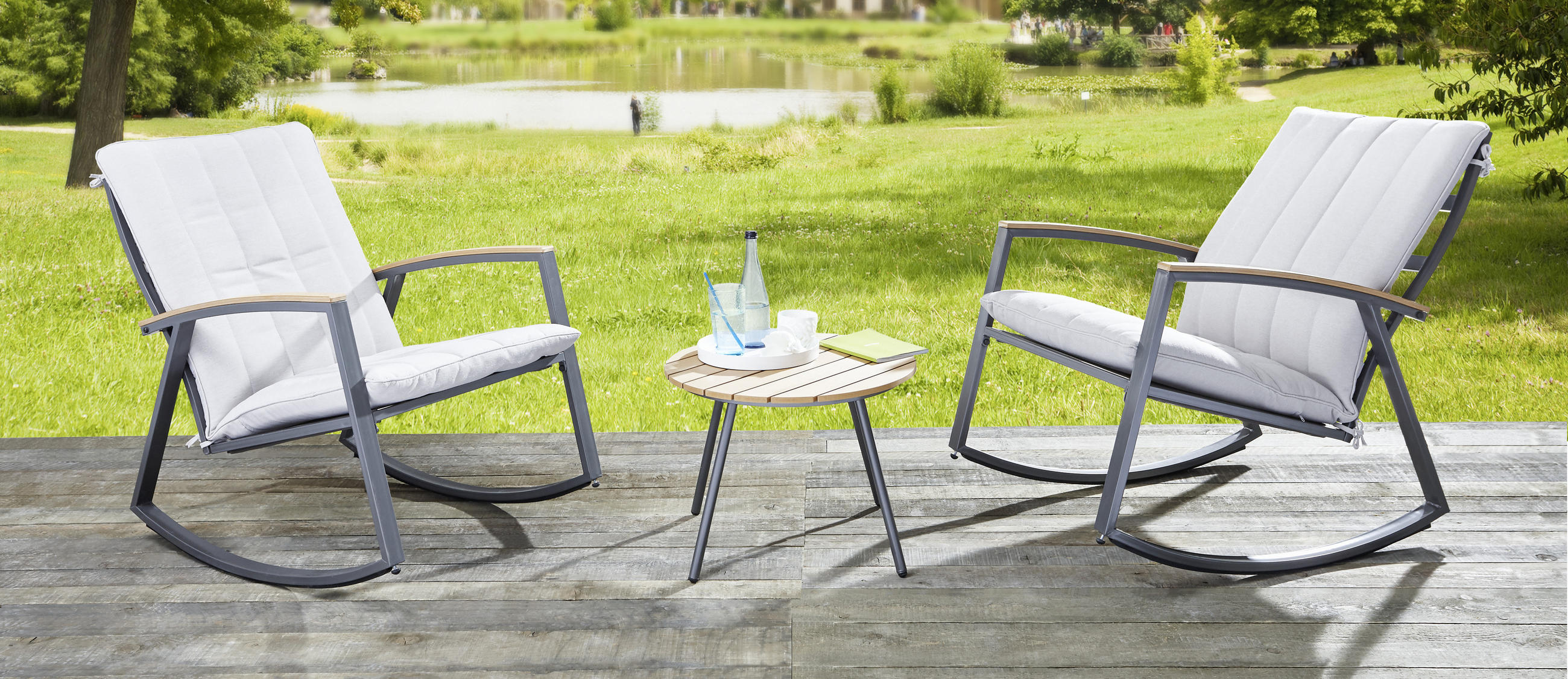 BALKONSET 5-teilig - Taupe/Anthrazit, KONVENTIONELL, Textil/Metall (63/86/101,5cm) - Ambia Garden