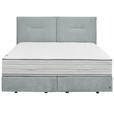 BOXSPRINGBETT 200/200 cm,  in Hellblau, Matratze, H3 + H3 = fest  - Schwarz/Hellblau, Design, Kunststoff/Textil (200/200cm) - Dieter Knoll