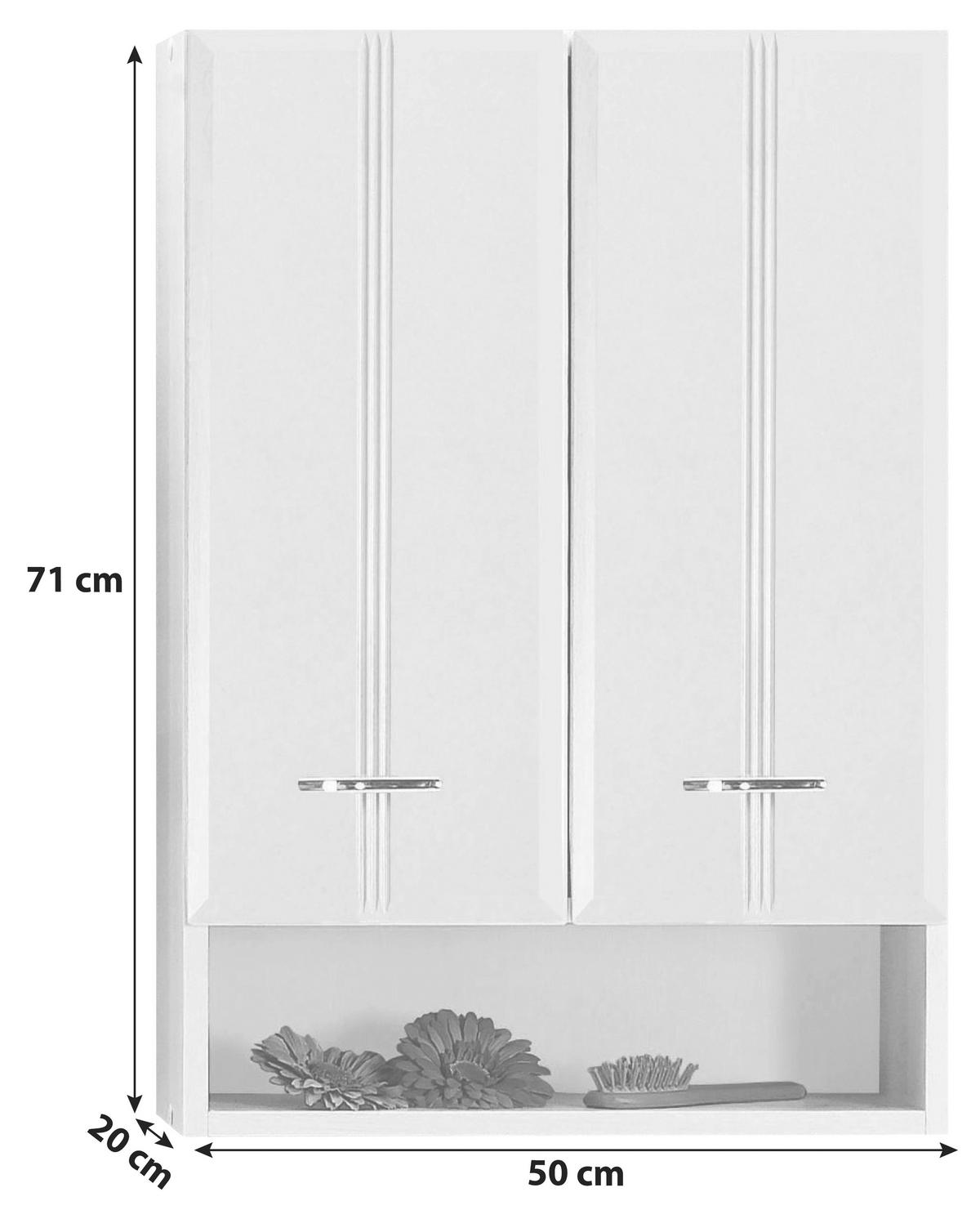 VÄGGHÄNGT SKÅP  - vit/kromfärg, Klassisk, trämaterial/plast (50/71/20cm) - Held