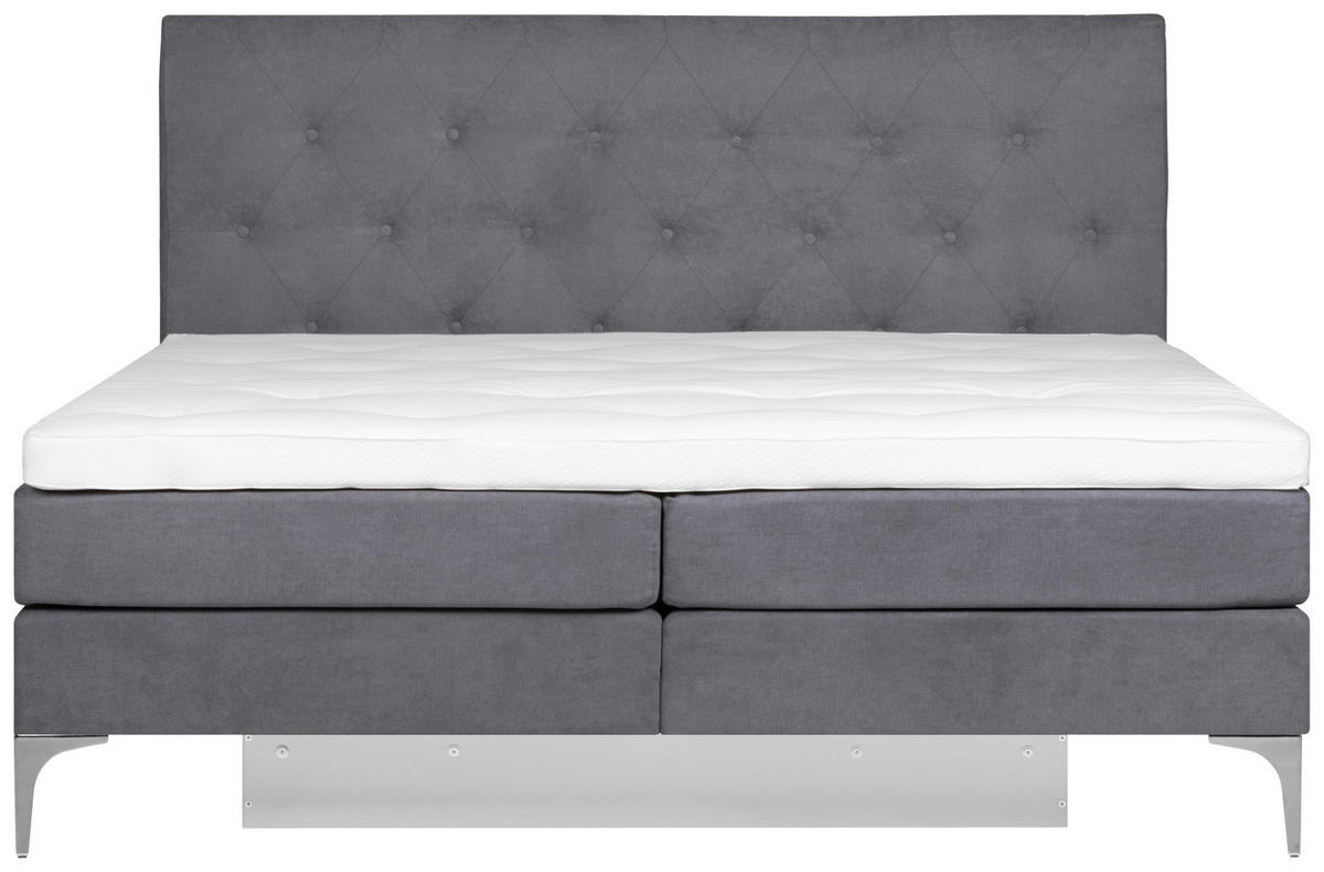 BOXSPRINGBETT 180/200 cm  in Grau  - Grau, Design, Textil/Metall (180/200cm) - Welnova
