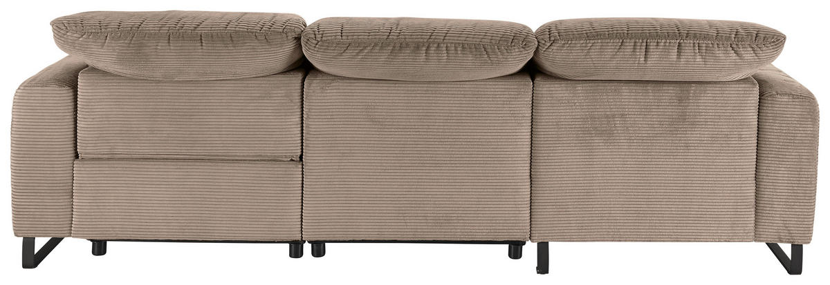 ECKSOFA in Cord Taupe  - Taupe/Schwarz, Konventionell, Textil/Metall (180/266cm) - Hom`in