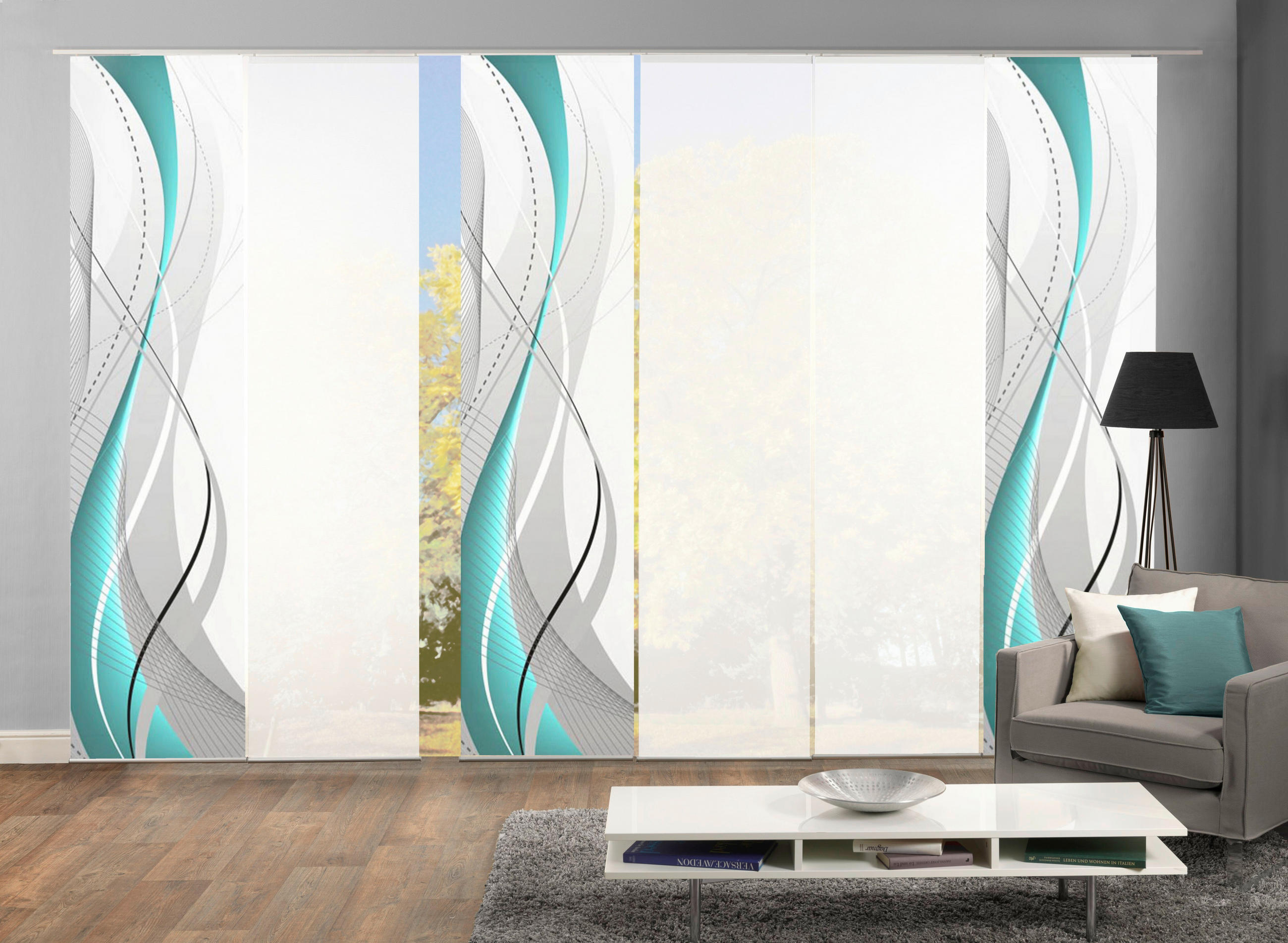 PANELOVÝ ZÁVĚS, 60/245 cm - petrolej, Design, textil (60/245cm)