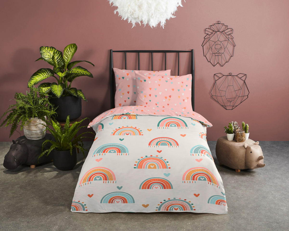 KINDERBETTWÄSCHE 140/200 cm  - Hellrosa/Weiß, Trend, Textil (140/200cm)