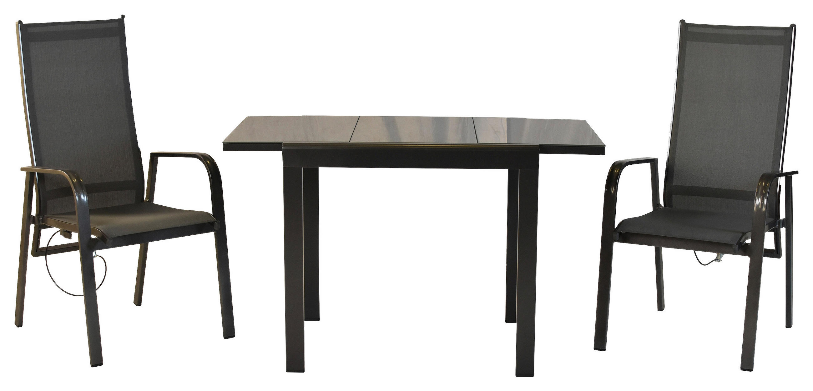 GARTENSET 3-teilig  - Graphitfarben/Grau, MODERN, Textil/Metall - Gardenson