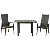 GARTENSET 3-teilig  - Graphitfarben/Grau, MODERN, Textil/Metall - Gardenson